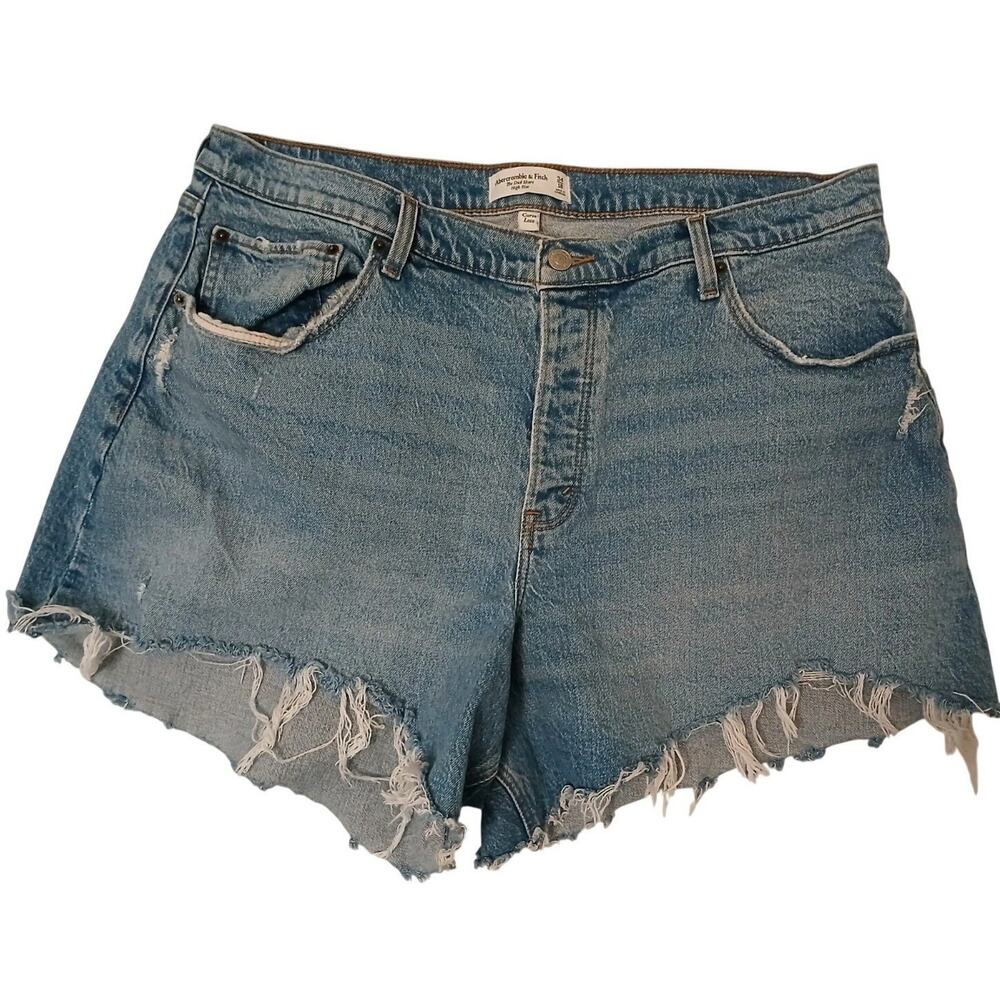 Abercrombie & Fitch High Rise Mom Cut Off Shorts Plus 18 XL Denim Distress Boho